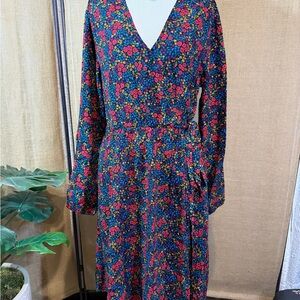 GAP Multicolor Floral Long Sleeve Dress Medium Size